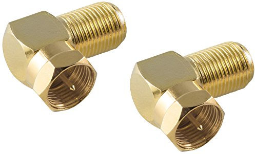 POPPSTAR 2x Adaptateur TV SAT coudé (adaptateur d'antenne SAT coudé à 90 dégrés) (Coupleur F coaxial vers Fiche F) pour câble d'antenne et Radio, Contacts dorés