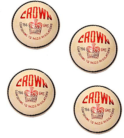 CW Crown White Cricketball II Pure Leather Ball II Handstich 4 Stück Bälle