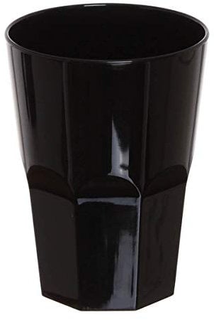 POLOPLAST Lot de 20 Verres à Cocktail Glass de 290 CC, Noir, Verres Noirs pour Cocktail Granite Frappe Long Drinks