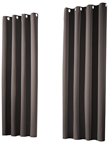 heimtexland ® 1 Paar Thermo- Verdunklungsgardinen Ösenschal Vorhänge Verdunkelnd Isolierend Blickdicht Verdunkelungsvorhänge HxB 245x135 Grau Braun Typ139