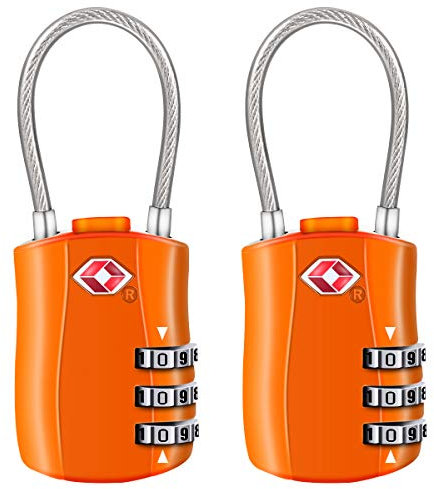 [2 Stück] TSA Gepäckschlösser, Diyife 3-stelliges Sicherheitsschloss, Kombinationsschlösser, Codeschloss für Reisekoffer Gepäcktasche Etui etc. (Orange)