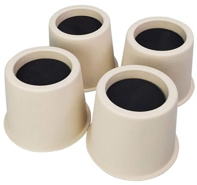 DIY 4 Inch Round Bed and Furniture Risers, 4 Pack Beige Elephant Feet Support Bed, Table, Sofa Leg, Lift up to 800 kgs/1,760 lbs, Durable Sturdy Plastic