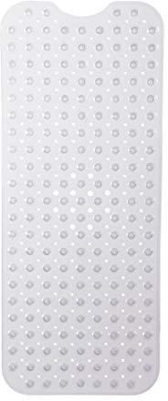 Relaxdays Badewannenmatte, extra große Badewanneneinlage mit Saugnäpfen, waschbare Wannenmatte, 97 x 39 cm, transparent