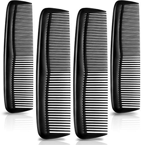 4 Stück Kunststoff Taschen Haarkämme Haarschneidekämme mit Feinen und Standard Zahnungen Styling Kämme Friseur Schneidekämme für Männer Frauen Haarpflege Werkzeug (Schwarz)