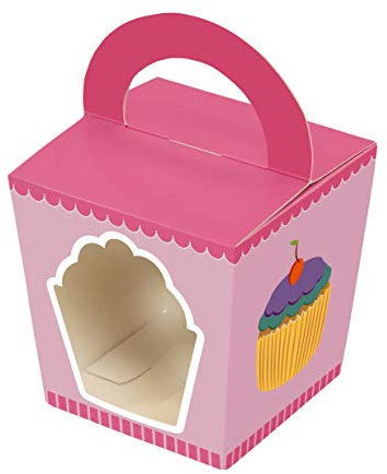 Bayton Box Company Cup cake boxes, pack of 24, food grade 400gsm board, with patch window (With handle)
