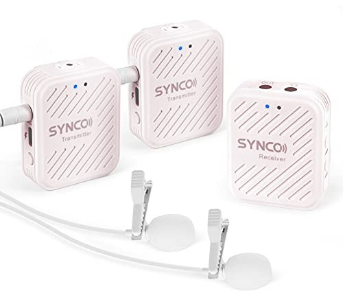 SYNCO Lavalier Funkmikrofon G1(A2), 2,4GHz Kabellos Ansteckmikrofon System, Wireless Microphone Mics bis zu 50m, Audioüberwachung 2 Transmitter 1 Empfänger für Kamera Smartphone Laptop DSLR Camcorder