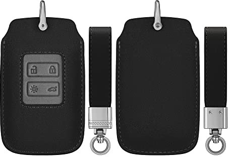 kwmobile Autoschlüssel Kunstleder Hülle kompatibel mit Renault 4-Tasten Smartkey Autoschlüssel (nur Keyless Go) - Schlüsselhülle Schlüssel Case - Cover in Schwarz Grau