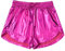 Damen Metallic Shorts Yoga Glänzend Glitzernd Hot Kordelzug Outfit Kurze Hose, Rose, Klein