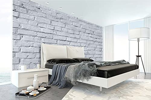 DIMEX LINE Non-Woven Photo Wallpaper White Brick WALL Texture 375 x 250 cm - Non-Woven Wallpaper, wall Mural, wall Art - Wallpaper for Living Room, Bedroom, Office, Kitchen