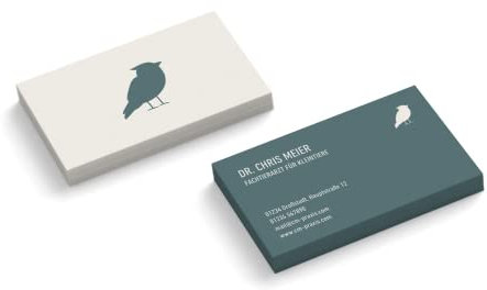 Visitenkarten personalisiert | Tierarzt | Veterinär | Vogel | 2-seitig | Querformat | Menge + Farbe + Papier zur Auswahl | selbst gestalten | hochwertig | 350 g Qualitätsdruck (Grün, 100 Stück)