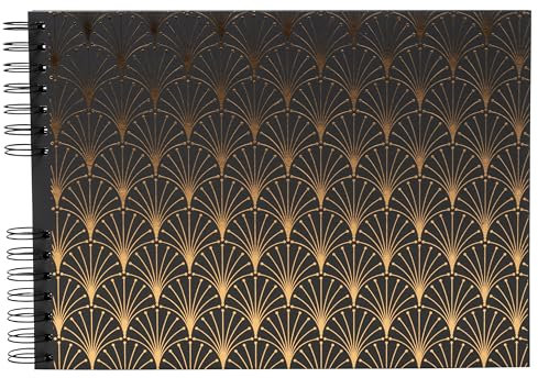 EXACOMPTA - Ref. 16295E – Fotoalbum, Spiralbindung, Neo-Déco, 150 Fotos, 50 schwarze Seiten, Format 32 x 22 cm, Umschlag aus Karton, mit Strukturpapier, Schwarz mit Glanzeffekt
