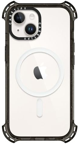 CASETiFY Bounce Case for iPhone 15 [6X Military Grade Drop Tested / 21.3ft Drop Protection/Compatible with Magsafe] - Clear Black
