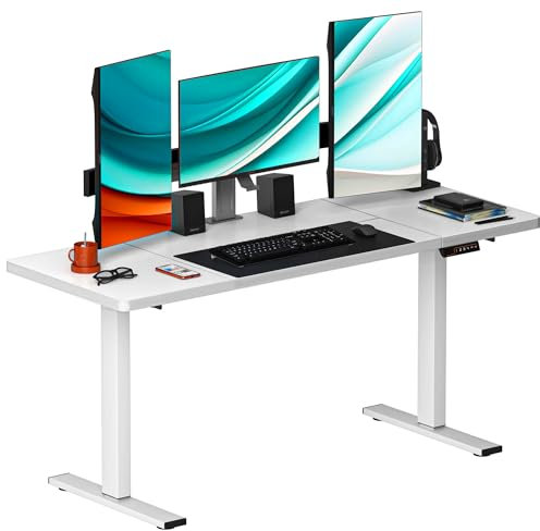 SogesHome Elektrisch höhenverstellbarer Schreibtisch 160 cm x 60 cm Steh-Sitz Tisch Verstellbarer Schreibtisch Computertisch mit Memory-Steuerung intelligenter Schreibtisch