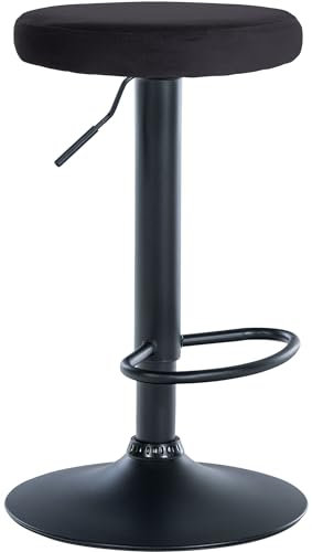 CLP Barhocker Ponte Samt-Bezug I Höhenverstellbarer Stuhl, Farbe:schwarz, Gestell Farbe:schwarz