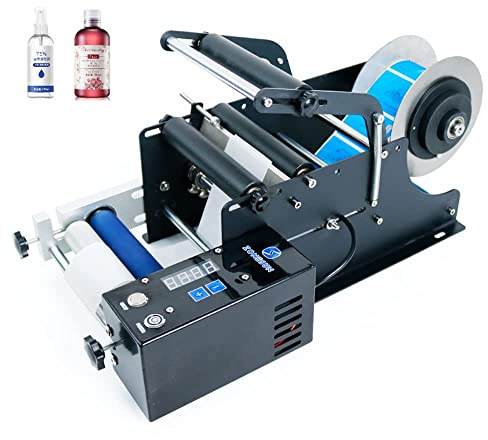 Elektrischer Rundflaschen-Etikettenapplikator, Etikettiermaschine für Glas- und Kunststoffflaschen mit einem Durchmesser von 15–120 mm, 15–30 Stück/Min. Aufkleber-Etikettendrucker, Verpackungsmas