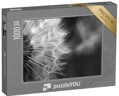 Puzzle 1000 Teile XXL „Makrofotografie Einer Pusteblume, schwarz-weiß“ – aus der Puzzle-Kollektion Fotokunst