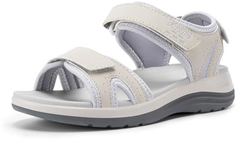 FitVille Sandales Femmes à Largeur Extra Sandales d'été Confortables et Légères, Idéales pour Pieds Larges Gris 42 EU Large
