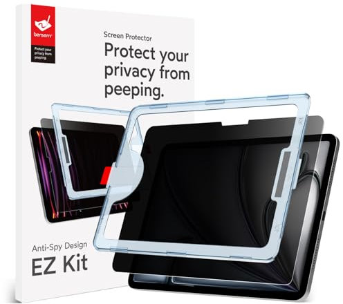 BERSEM 1 Stück Privacy Schutzglas für iPad Air 11 Zoll M3 2025 / M2 2024, Anti-Spy Schutzfolie, 9H Gehärtetes Glas Sichtschutz, mit Einfacher Anbringungsschale