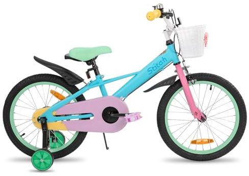 STITCH Macaron 18 Zoll Kinderfahrrad für 4-7 jährige Mädchen & Jungen, Mädchenfahrrad mit Korb & Stützrädern…