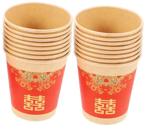 Beavorty 50 Pezzi Bicchiere Di Carta Felice Bicchieri Per Collutorio Tazza Per Bere Matrimonio Cinese Tazzine Da Caffè in Carta Bicchiere Di Vino Banchetto Bevande Forniture Per Feste