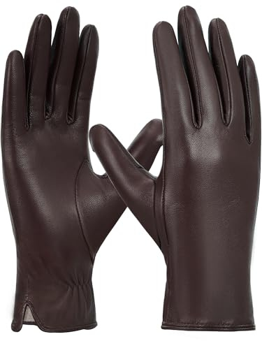 GSG SINCE 1998 Handschuhe Damen Leder Echtleder Gefüttert Schwarz | Lederhandschuhe Damen aus chromfreiem Schafsleder mit Woll-/Fleecefutter, Touchscreen, ideal für Winter und Autofahren
