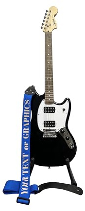 Pictogogo Premium Personalisierter Gitarrengurt – Wählen Sie Text oder Grafik, Farbe & Schriftart, 100% EU-Herstellung, Recyceltes Leder & Plektrumhalter. Bedruckter Gitarrengurt