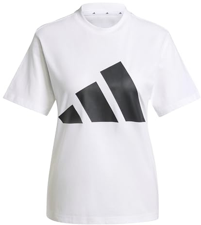 adidas Damen Essentials Big Logo Cotton T-Shirt, White/Black, S