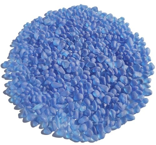 QYGL Sea Glass Stones - 0.9LB Dark Blue Frosted Glass Pebbles Gemstones - Perfect for Aquarium Rocks, Fish Tank Gravel, Vase Fillers, DIY Crafts, and Home Decor
