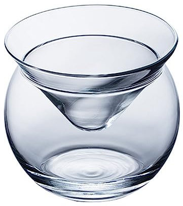 Kichvoe Glass Caviar Chiller Server Set, Stemless Martini Glasses, Serving Dish with Ice Holder, Shrimp Cocktail Chiller Cups for Shrimp Appetizers Martinis