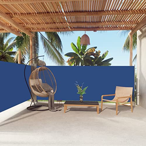 Ailgely Toldo lateral doble de 140 x 600 cm, toldo lateral extensible de aluminio, protección visual para balcón y jardín, toldo vertical exterior opaco para balcón, terraza, jardín azul