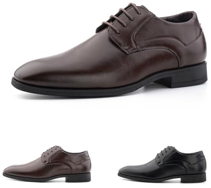 Hitmars Mens Oxfords Shoes Men's Lace Up Derbys Shoes Business Formal Dress Shoes Brown N2 7.5 UK