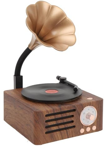 Altavoz estéreo Tocadiscos, Altavoz Bluetooth portátil con Forma de gramófono Vintage Altavoz Bluetooth inalámbrico Giratorio Altavoz Multifuncional con Forma de gramófono Vintage