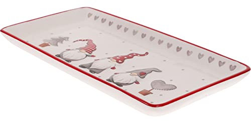 STOBAZA Piatto da Portata Rettangolare Natalizio da 11.5 Pollici per Biscotti di Babbo Natale per Servire Insalata Pasta Formaggio Prosciutto Antipasti Lavabile in Microonde E