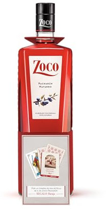 Zoco - Pacharán Navarro - Botella Licor 1000 ml + Baraja Fournier de Regalo