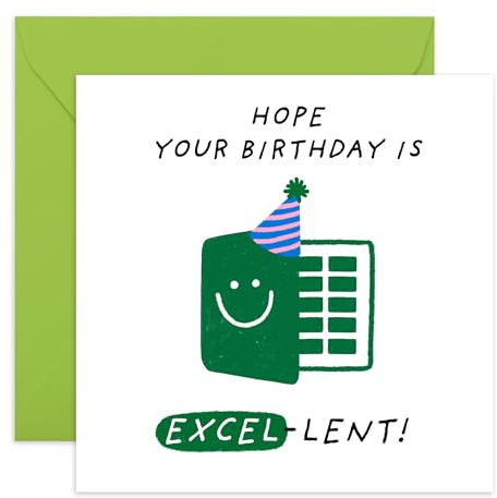Geburtstagskarte für Blatt-Nerds – Hope Your Birthday Is Excel-Lent – Geschenke für Kollegen, Kollegen, Bruder, Freund, Büromitarbeiter – Excel Pro – mit lustigen Aufklebern