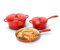 Hisencn Enameled Cast Iron Cookware Set - 5 Piece Set of Dutch Oven, Sauce Pan, Skillet, 2 Lids, Dutch Oven Set, Ceramic Coated Cast Iron, Heavy Duty, Gas/Induction Compatible, PFA Free, Rouge Red