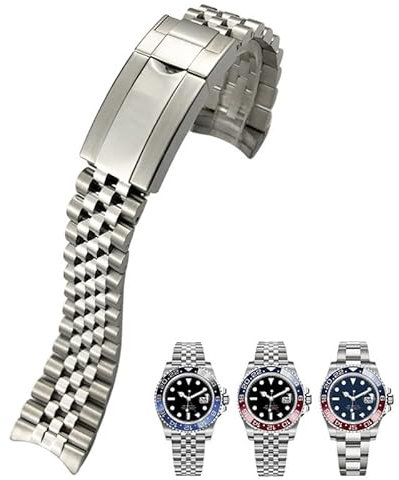 Svapo 20 mm Uhrenarmbänder für Rolex GMT Master II Armbanduhrenarmband Jubilee mit Oyster-Verschluss, 316L-Armband aus massivem Edelstahl
