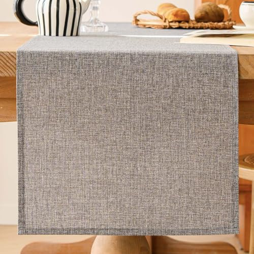 ViaElayu Tischläufer Grau Frühling Modern Tisch läufer Abwaschbar Tischdeko Landhausstil Table Runner Küche Tisch Dekoration Party Geburtstag Hochzeit Dekor 40x180 cm