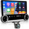 NHOPEEW Android15 Autoradio 2Din 2+64G con Carplay e Android Auto -10.1 pollici Touchscreen Radio Supporto WiFi GPS Controllo volante - FM RDS EQ Schermo diviso + telecamera di backup