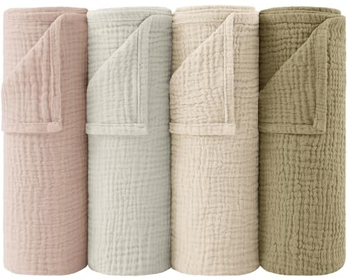 Bearmoss Moltontücher Baby 100% Baumwolle Weiche Spucktücher Baby,Atmungsaktiv und Extrem Saugfähig Musselin Tuch für Saugstark Mulltücher 4er 60x60cm (Sandgrün)