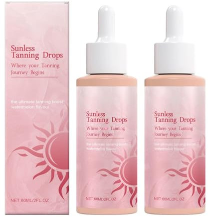 Bräunungstropfen zum Einnehmen | 2 Stück Bräunungstropfen zum Trinken | Sunless Tanning Drops to Drink | Natürliche Inhaltsstoffe Selbstbräuner Tan Drops für Gesicht und Körper Macht Die Haut Glatt
