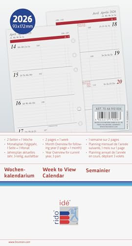 rido/idé Wochenkalendarium Timing 2 2026 | 93×172 mm