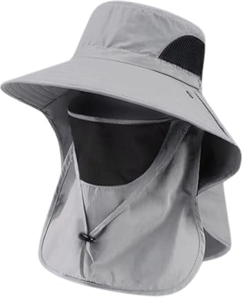 NLAND Sombrero para el Sol Hombre Gorros de Pescador con Protección Transpirable Unisex Sombrero Trekking con Cubierta de Cuello Desmontable