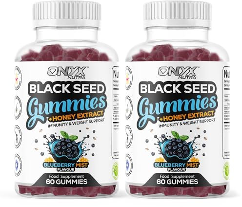 Black Seed Oil Gummies 2000mg with Honey Extract – Halal, Immunity & Weight Support, Hair Growth & Joint Support, Vegan & Vegetarian – 120 Gummies (60 Servings)