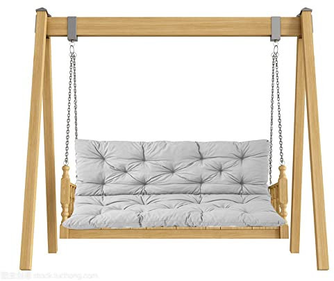 Gartenschaukel aus Holz mit Rückenlehne und 3 Sitzkissen, grau, Terrassenmöbel