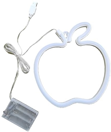 LED Apfel Neonlichtschild für Zimmer und Laden Dekoration | Kunststoff Ausführung, Nachtlicht und Deko Licht, Wandmontage ohne Batterie