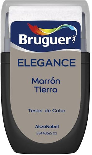 BRUGUER ELEGANCE Pintura Monocapa ExtraMate, Paredes y Techos, Interior, Exterior protegido, Alta Durabilidad, UltraLavable, Resistente al Desgaste y Manchas Marrón Tierra 30 ml