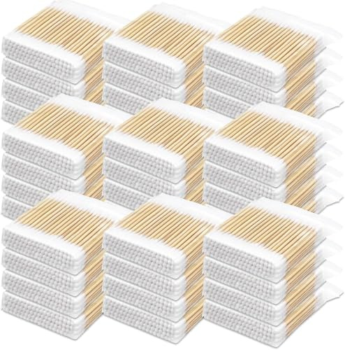 5000 Pcs Wood Cotton Swabs, Double Tips Cotton Buds, Natural Organic Cotton Swabs, Pure Cotton Buds for Ears, Makeup, Daily Cleaning