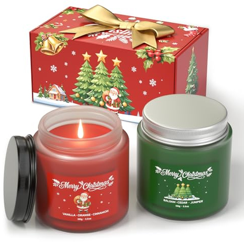 Waxcanpy Weihnachtskerzen, Duftkerzen im Glas für Frauen & Männer, Festliches Kerzen-Geschenkset, Perfekte Weihnachtsgeschenke für Mama, Papa, Lehrer, Freunde & Lieblingsmenschen