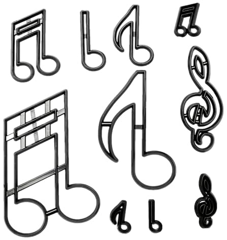 Hopzab 10 Pcs Music Theme Fondant Cutters Set, Music Notes Cake Decorating Tools for Wedding, Anniversary, Bridal Engagement, Sugar Craft & Cupcake Topper Cutters